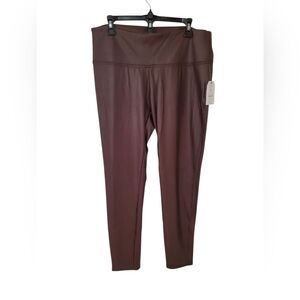 XXL/20 Brown Faux Leather High Rise Skinny Leggings New